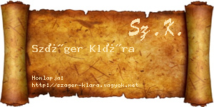 Száger Klára névjegykártya