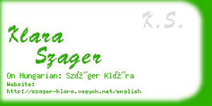 klara szager business card